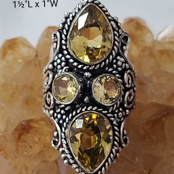 🌻Bogo50%off New*Vintage Citrine Trinity Ring - Picture 1 of 5